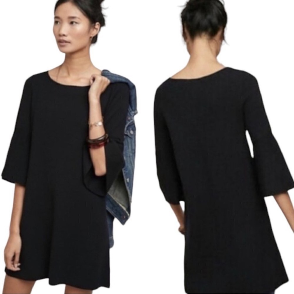 Anthropologie Dress Women’s Small Black Bell Sleeve Sweater Flare Moth Chester